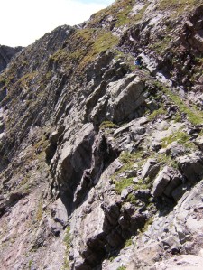 A look back at the Phantom Terrace approaching the saddle.  You have to watch your step here.