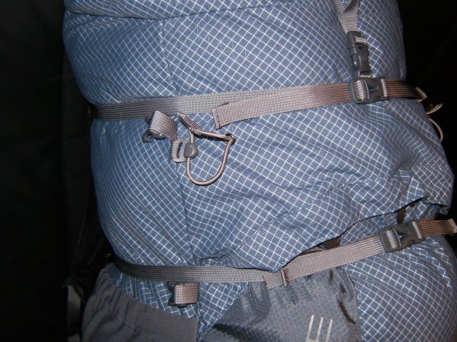 Side view - compression straps wrapped all the way around.