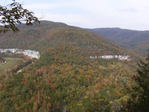 Roark Bluff and a bit of Steel Creek Campground on the left