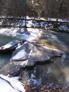 The trail crossing at Fane Creek